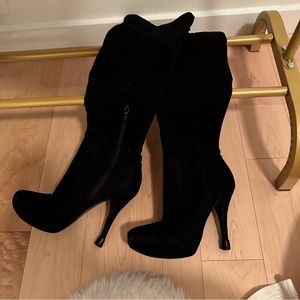 Suede knee-high boots